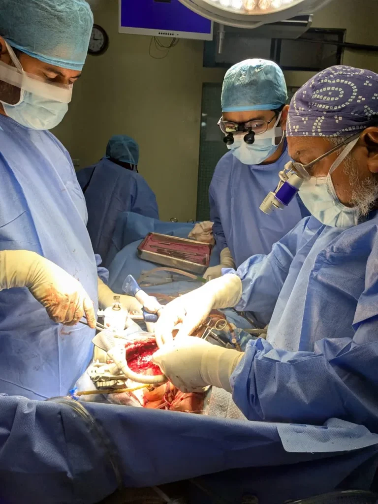 Surgeons at Work During Open-Heart Surgery